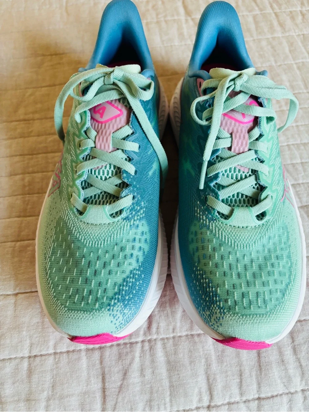 Women’s Hoka Mint Green and Teal Running Shoes size 8